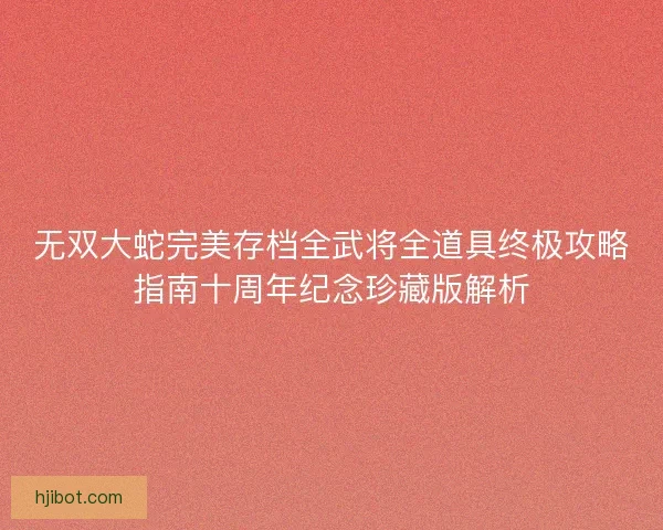 无双大蛇完美存档全武将全道具终极攻略指南十周年纪念珍藏版解析